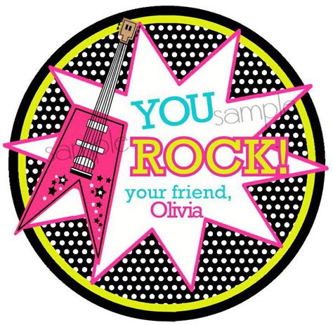 Rockstar Party Stickers Rock Star Birthday Party Guitar Etsy Rock