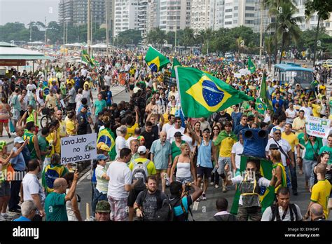 rio de janeiro rj brazil 16th mar 2015 massive crowds on copacana beach protesting on