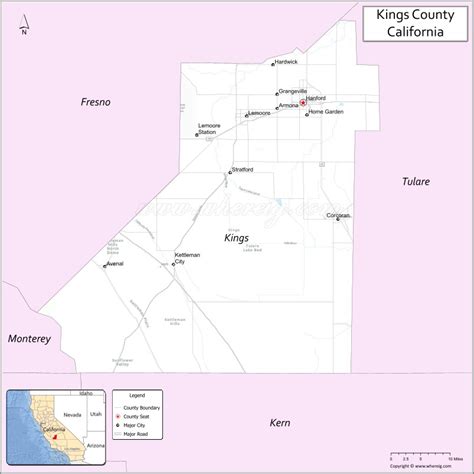 Map Of Kings County California Showing Cities Highways Important Places Check Where Is