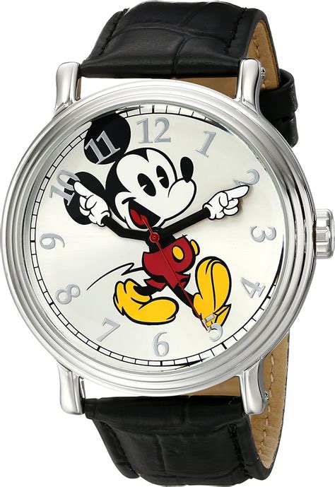 Disney Mickey Mouse Adult Vintage Articulating Hands Analog Quartz Watch Black Quartz Movement