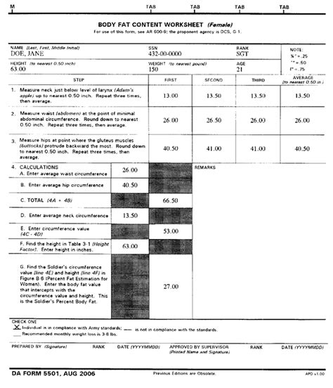 Da Form 5501 Fillable Printable Forms Free Online
