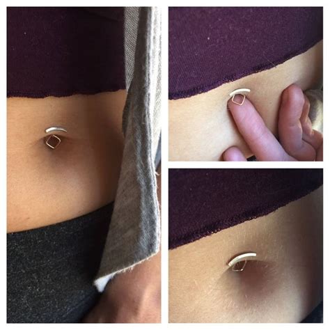 Lunula Belly Button Barbell Minimal Belly Ring Jewelry Etsy Belly