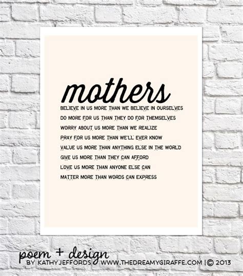 Mothers Day From Daughter Mom Poem Typographic Print Mother In