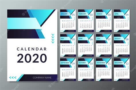 Szablon Kalendarza Nowoczesny 2020 Premium Wektor