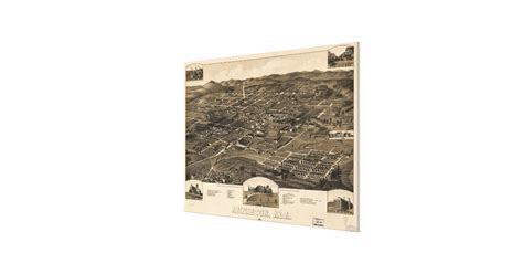 Vintage Pictorial Map Of Anniston Alabama 1887 Canvas Print Zazzle