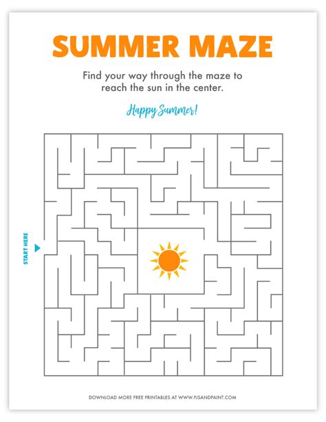 Summer Mazes For Kindergarten