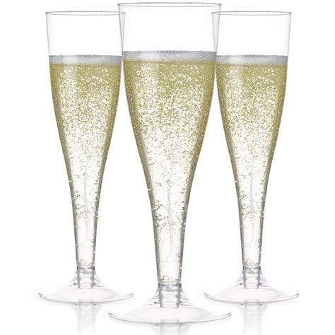 100 Plastic Champagne Flutes Disposable Clear Plastic Champagne Glasses For Parties Clear