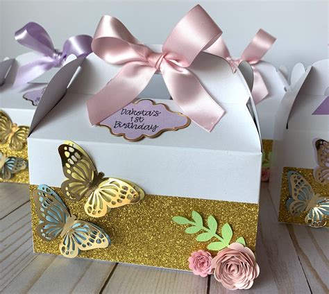 Butterfly Favor Boxes First Birthday Party Boxes Gable Box Etsy