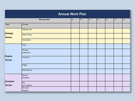 Excel Of Annual Work Planxlsx Wps Free Templates