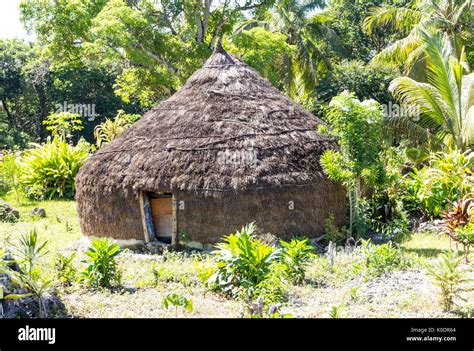 Traditional Grass Hut Easo Lifou New Caledonia South Pacific Stock