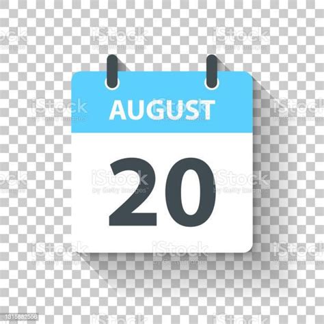 August 20 Daily Calendar Icon In Flat Design Style Stock Illustration