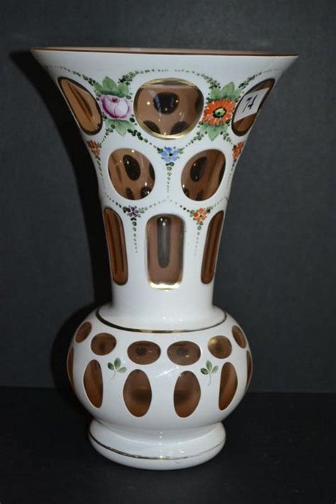 Bohemia Glass Overlay Vase European Glass