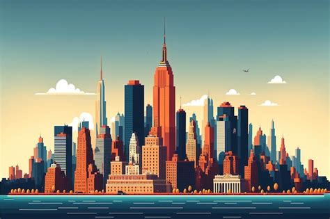 Premium Photo New York City Skyline Digital Art Style Illustration