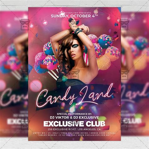 Candyland Night Flyer Club A5 Template Exclsiveflyer Free And