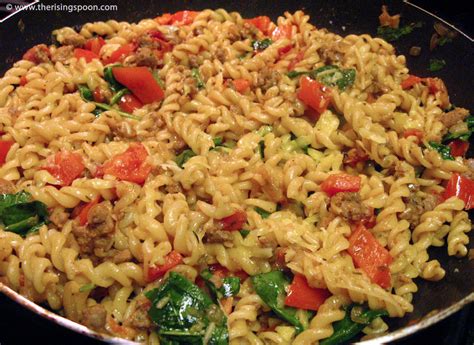 Red pepper & goat cheese frittata. Spicy Cajun Sausage & Sweet Bell Pepper Pasta | The Rising ...