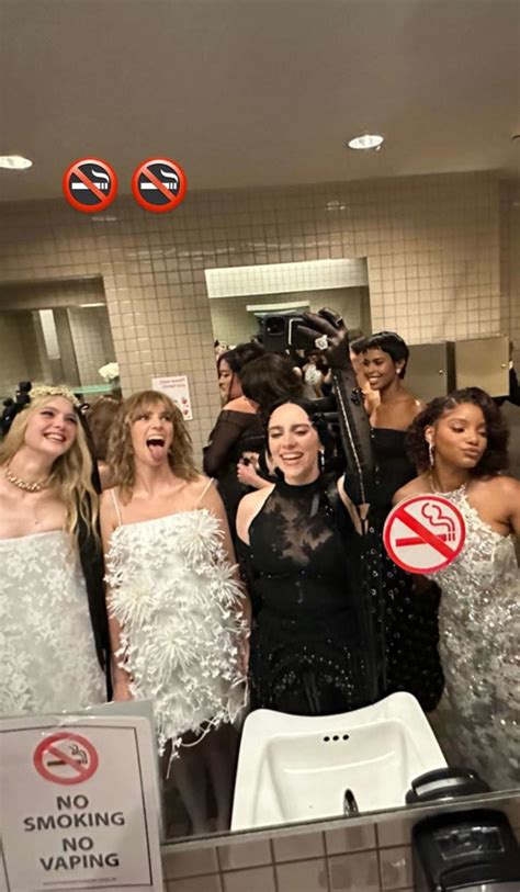 Billie Eilish Shares Sneaky Met Gala Bathroom Selfie With Elle Fanning Halle Bailey And Maya Hawke