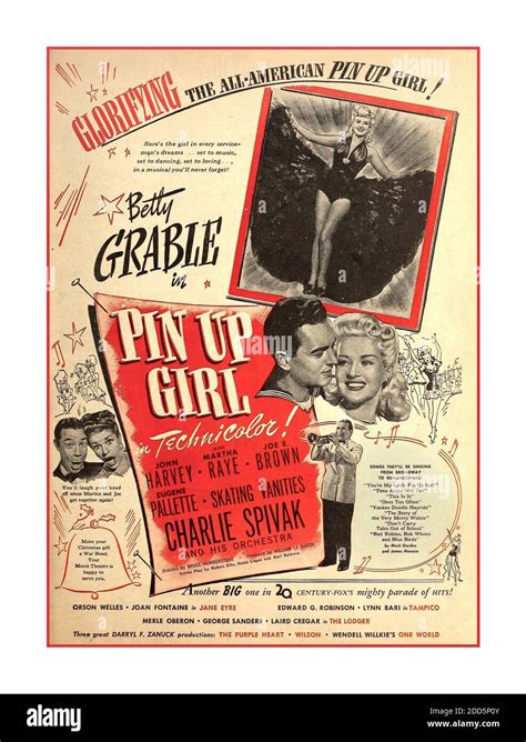 Vintage Ww2 1940s Film Poster Con Betty Grable In Pin Up Girl 1944