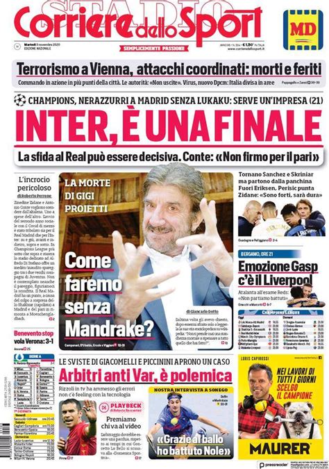 Corriere Dello Sport Prima Pagina 3 Novembre 2020