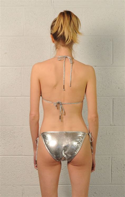 Womens Two Piece Swimsuit Vintage S String Bikini Silver Etsy