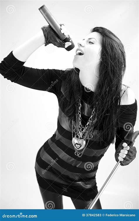 Female Rock Star Showing Off Stock Image Image Of Caucasian Band 37842583