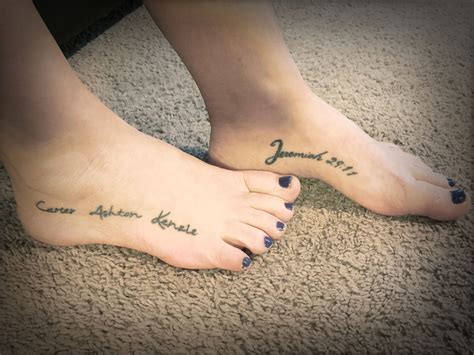 Foot Tattoo Of My Babies Names Love My Kiddos ♥️ Foot Tattoos Tiny