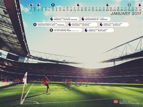 Exclusive: Arsenal's January 2017 Fixtures Wallpaper
