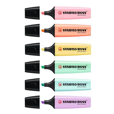 Stabilo Boss New Pastel Assorted 6 Colors Highlighter Marker Pens Set