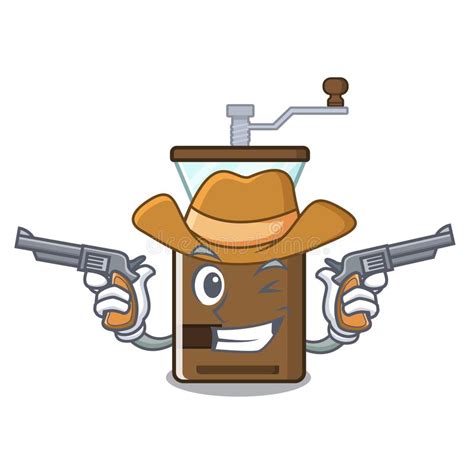 Cowboy Coffee Vending Machine Isolated The Mascot Stock Vector