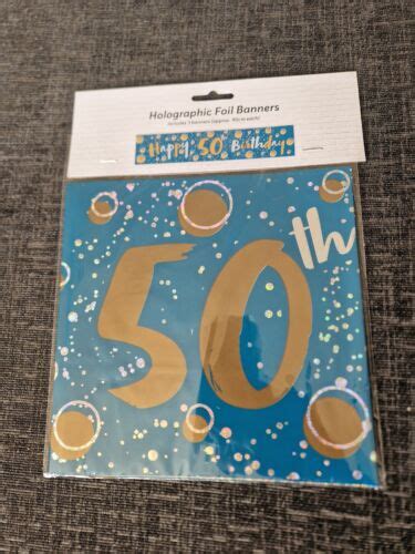 Happy 50th Birthday Holographic Foil Banners Ebay