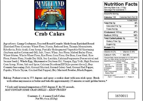 Nutritional Facts Maryland Crabs Maryland Blue Crab