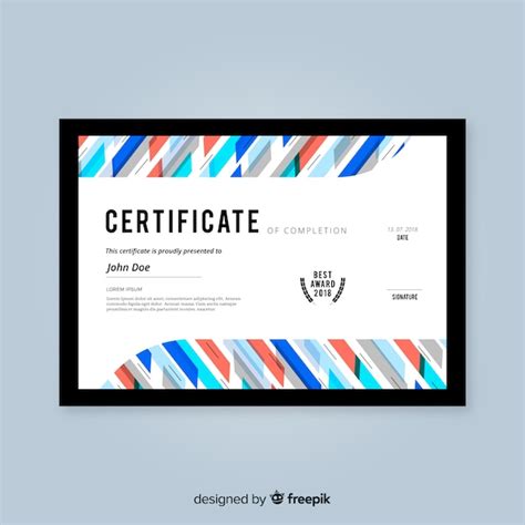 Free Vector Certificate Template In Abstract Design