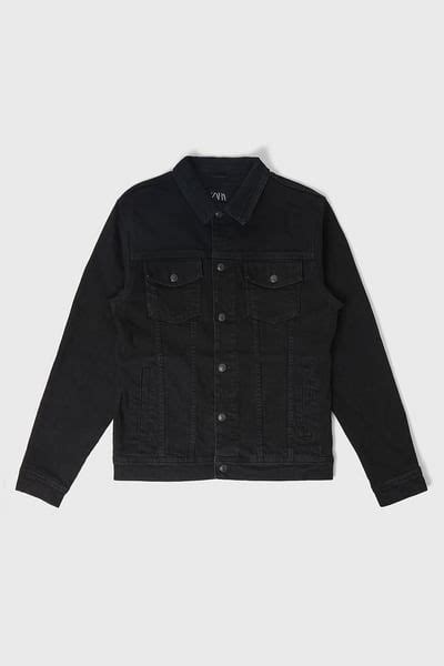 Zara Male Basic Denim Jacket Black M Denim Jacket Jackets