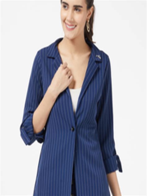 Buy Bkind Women Navy Blue Striped Blazer Blazers For Women 10658422