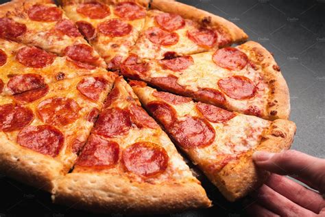 Taking Slice Of Pepperoni Pizza High Quality Food Images Creative