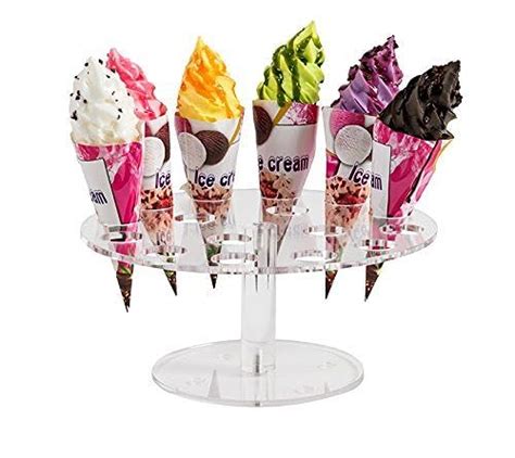 Wedding Holes Parties Clear Acrylic Ice Cream Cone Stand Sushi Hand Roll Stand Holder Ice