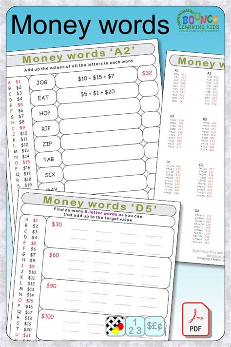 32 Fun Money Words Worksheets To Download