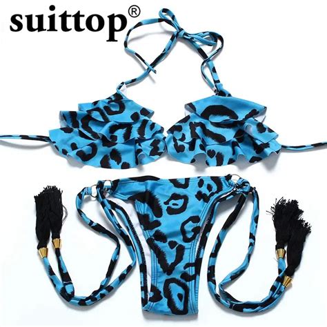 Suittop Bikini 2017 Summer New Sexy Women Irregular Cut Halter Maillot De Bain Push Up Swimwear