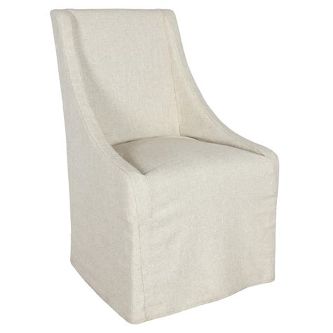 Warren Modern Classic White Upholstered Rolling Dining Chair