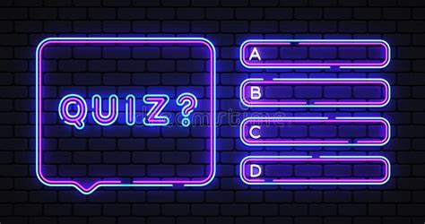Quiz Test Menu Neon Template Quiz On Light Background For Game