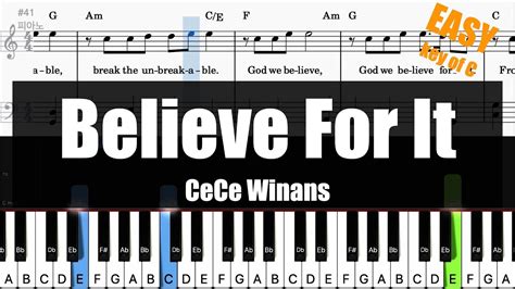 🎹cece Winans Believe For It Key Of C Sheet Lyrics Chords Piano Easy Tutorial 🎹 Youtube