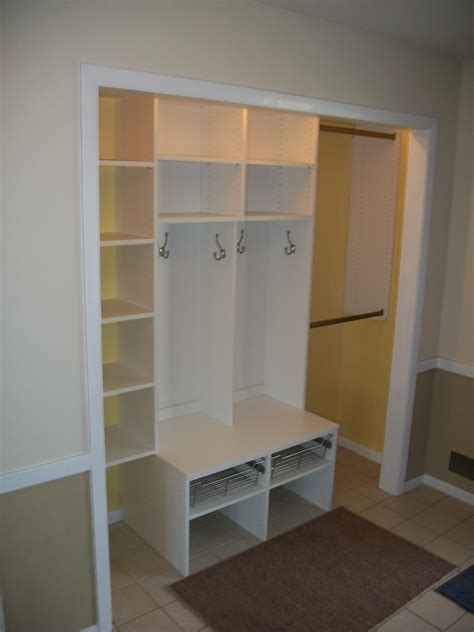 Convert Backdoor Closet Into A Locker System For Coats Shoes And