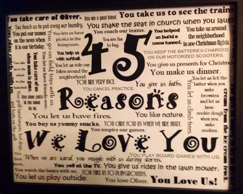 Give her membership to a wine club to set the mood, or find a flirty set of lingerie. For my husband's 45th birthday my kids came up with 45 ...