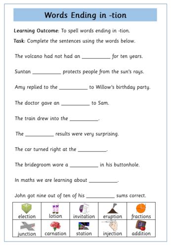 Practise Tion Words By Theschoolrun Teaching Resources Tes