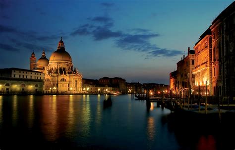Wallpaper City The City Lights Italy Venice Channel Italy Night
