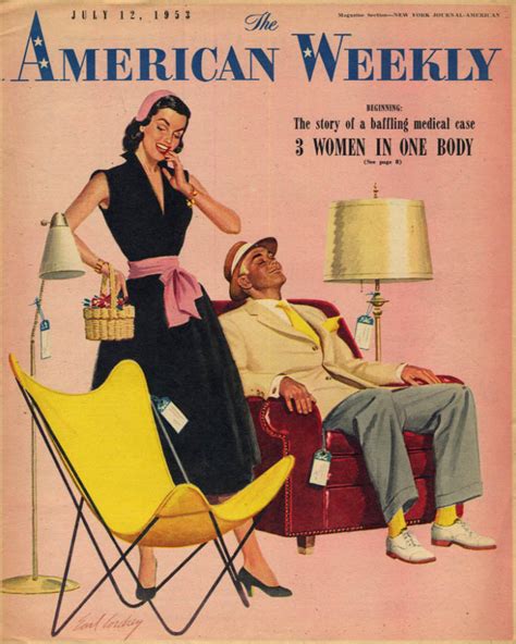 American Weekly Cover 712 1953 Earl Cordrey Husband And Wife Chair Choices