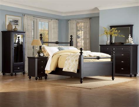 Bedroom furniture & bedroom sets. Hanna Black Wood Metal Glass Master Bedroom Set | Cottage ...