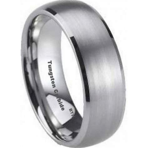 Mens Brushed Tungsten Carbide 8mm Engagement Wedding Band Eternity Ring