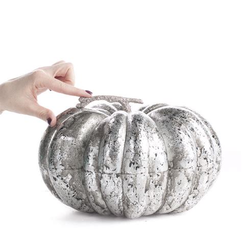 Large Silver Artificial Pumpkin Table Decor Fall And Thanksgiving