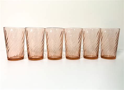 Vintage Set Of 6 Roasline Luminarc France Pink Drinking Glasses 6