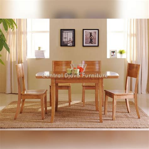 jual kursi meja makan kayu jati minimalis natural furniture asli jepara